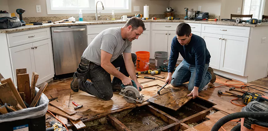 Kitchen Floor Water Damage Repair in San Dimas